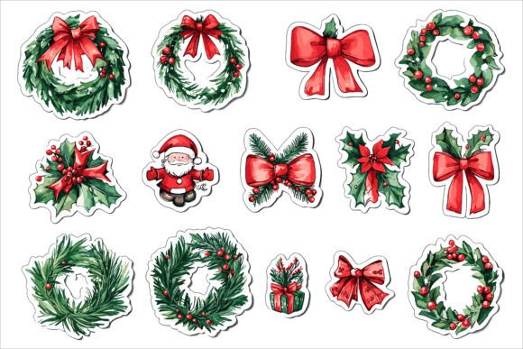Merry Christmas Sticker Pack Vector Art