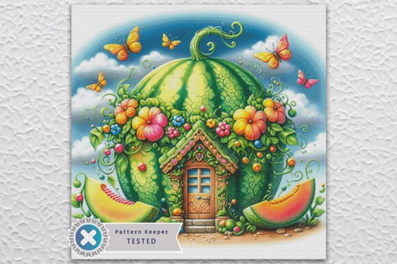 Watermelon House Cross Stitch Pattern