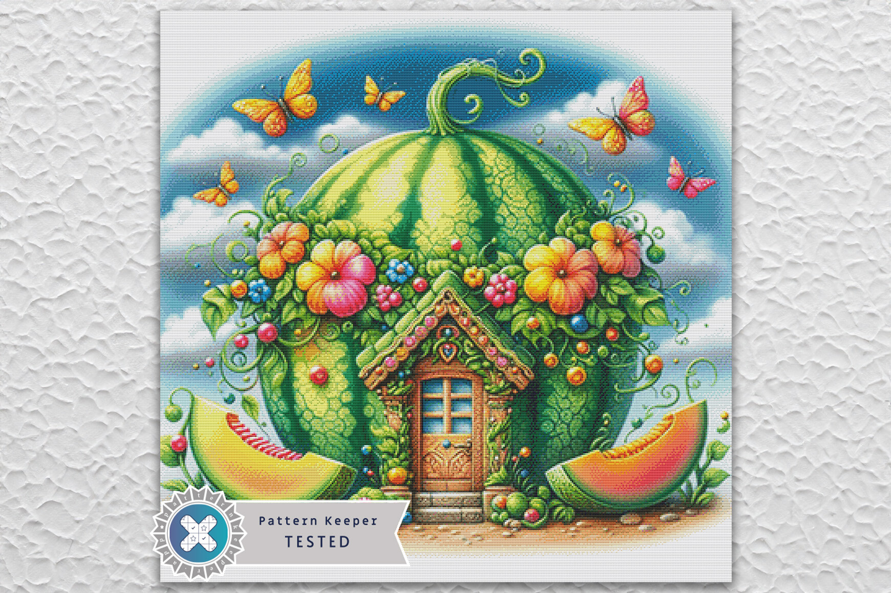 Watermelon House Cross Stitch Pattern