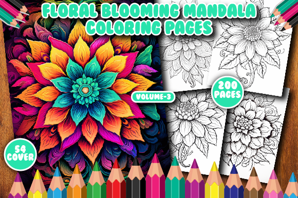 200 Floral Blooming Mandala Coloring V-3