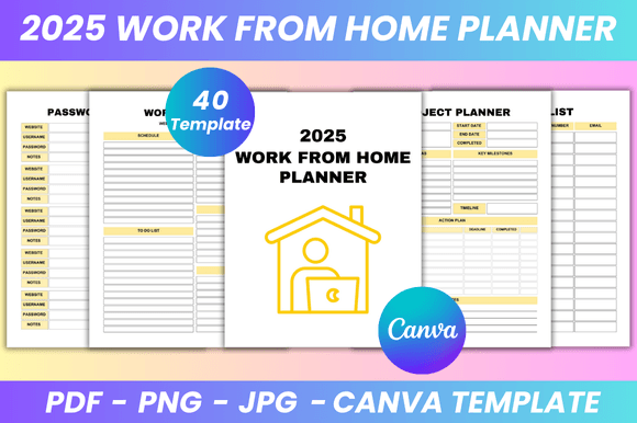 Work From Home Planner Canva Kdp Graphics
