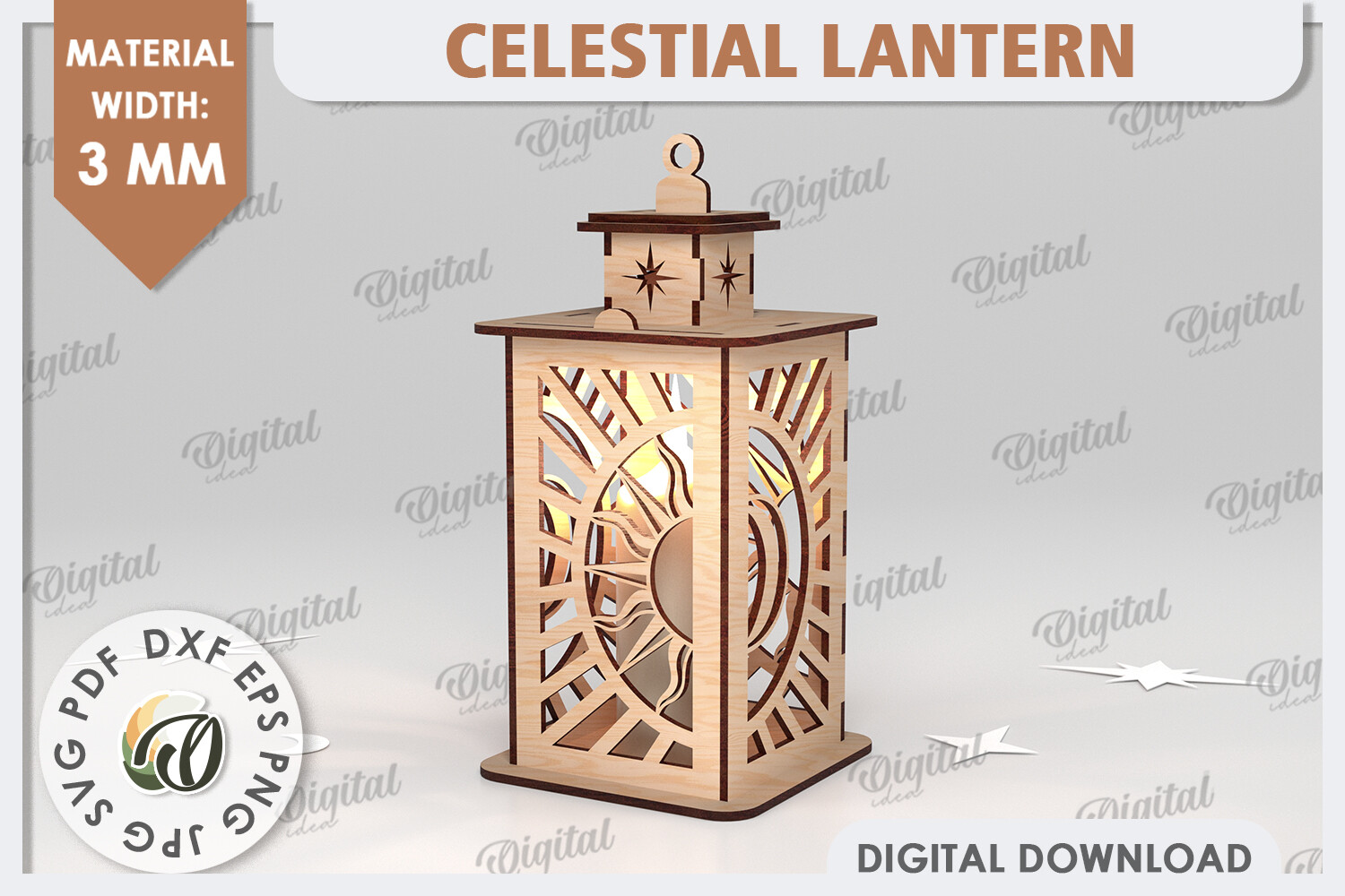 3D Celestial Lantern Laser Cut Design