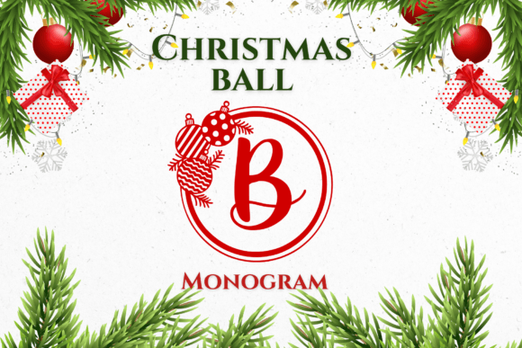 Christmas Balls Monogram Font PNG with transparent background - Preview 1