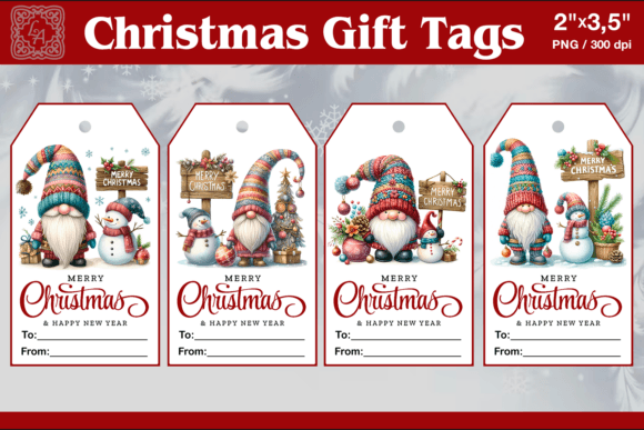 Christmas Gift Tags|Gnome| PNG