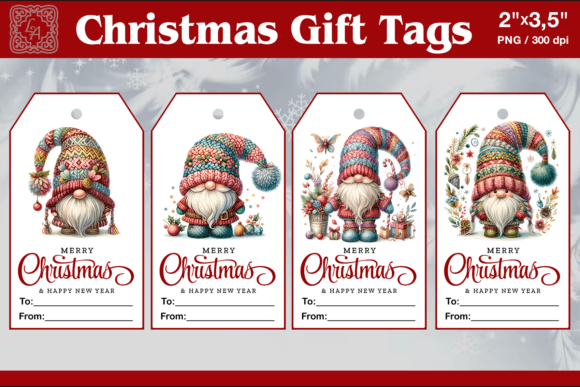 Christmas Gift Tags|Gnome| PNG