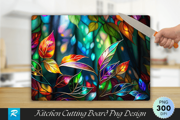 Colorful Leaves Stained Cutting Board