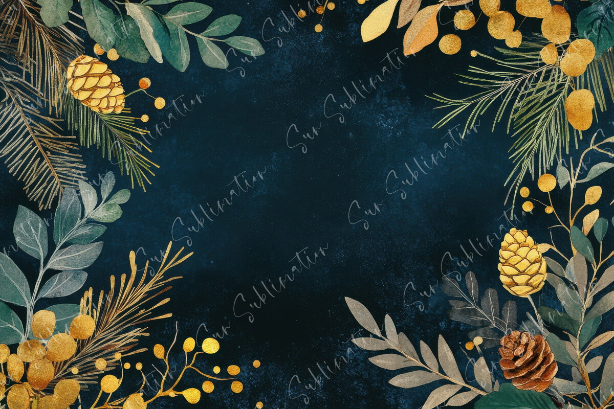 Festive Botanical Frame with Pine Graphic by Sun Sublimation · Creative ...