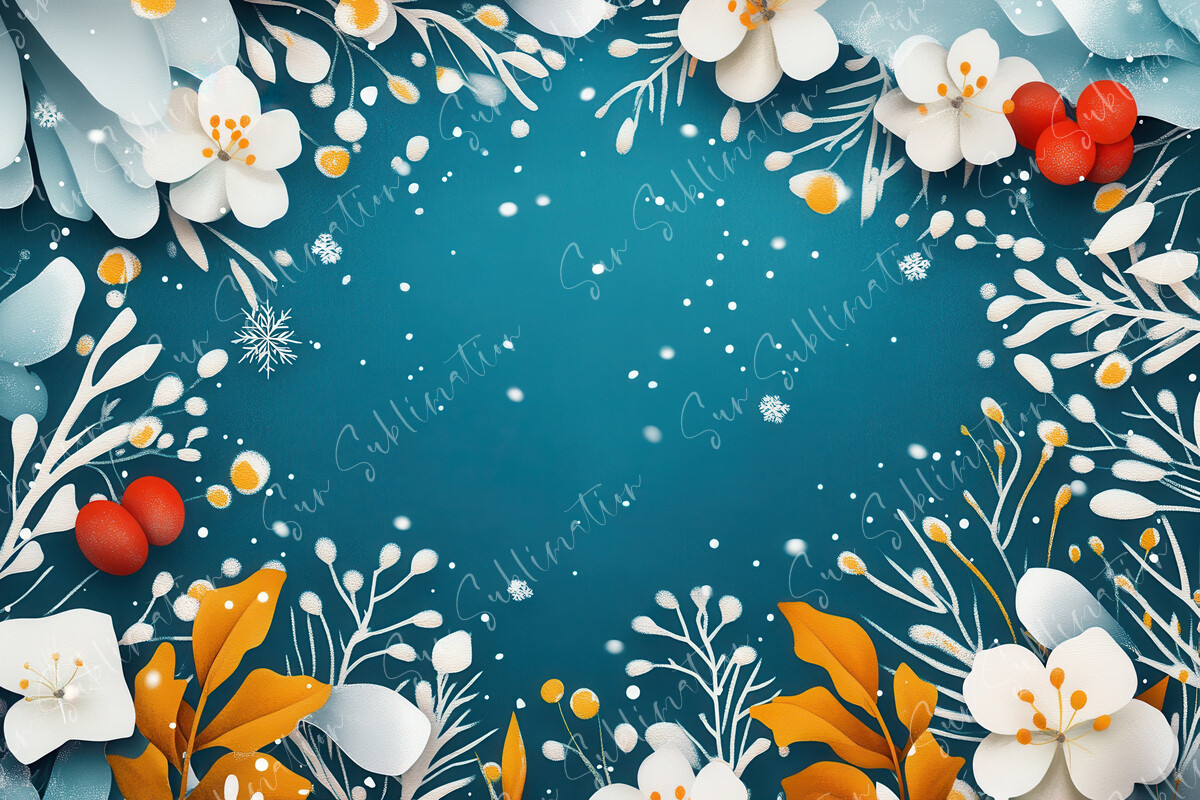 Festive Floral Frame with White Graphic by Sun Sublimation · Creative ...