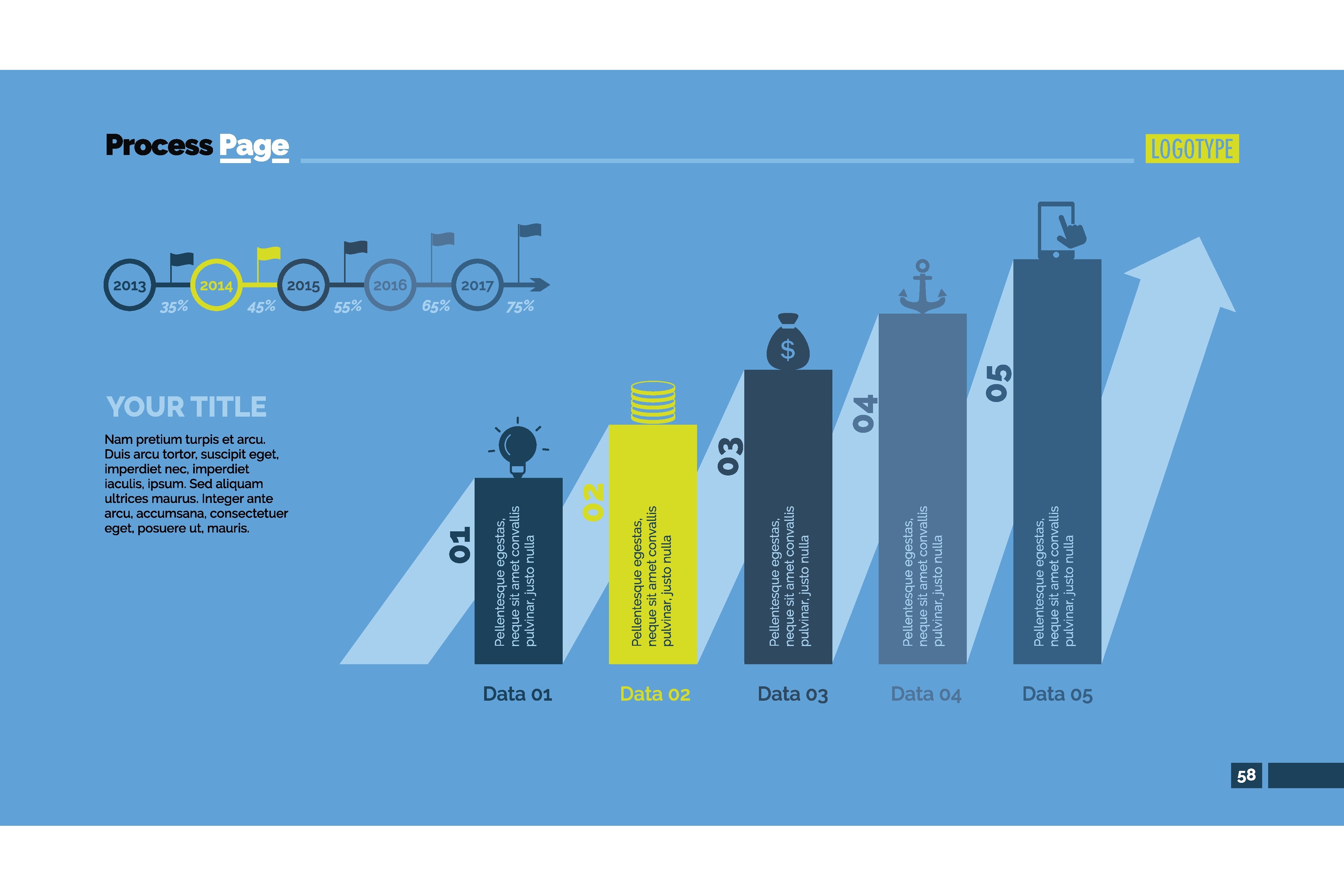Five Steps Process Chart Slide Template. Graphic by pch.vector ...