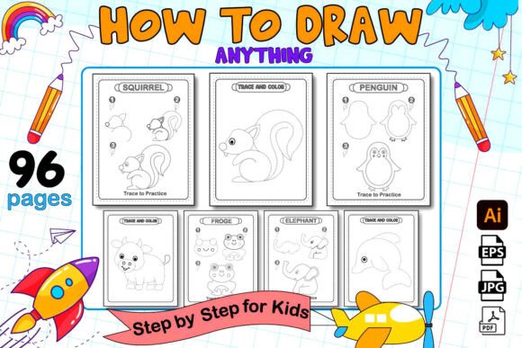 How to Draw Anything Step-step for Kids Grafik KDP-Interieurs Von uniquedesign