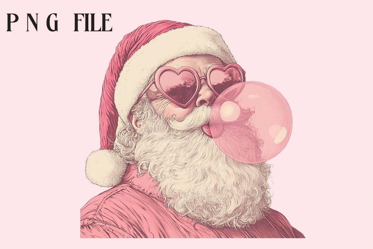 Retro Santa Blowing Bubble PNG Graphic by Creative Design House ...