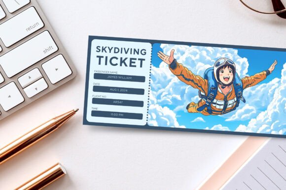 Skydiving Gift Ticket Canva Template