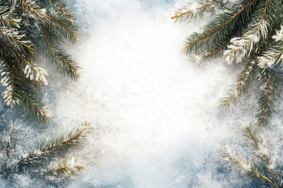 Snow Covered Pine Branches Frame Graphic by Sun Sublimation · Creative ...