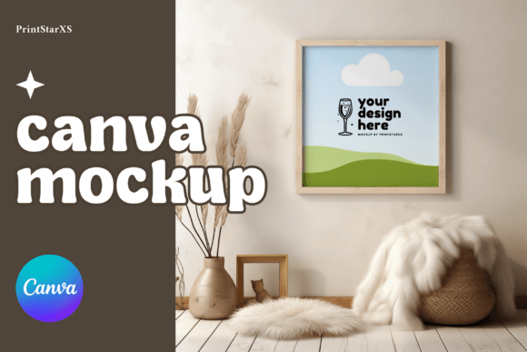 Square Wooden Frame Mockup for Canva