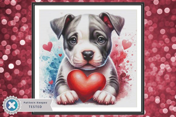 Valentine's Pit Bull Cross Stitch PDF