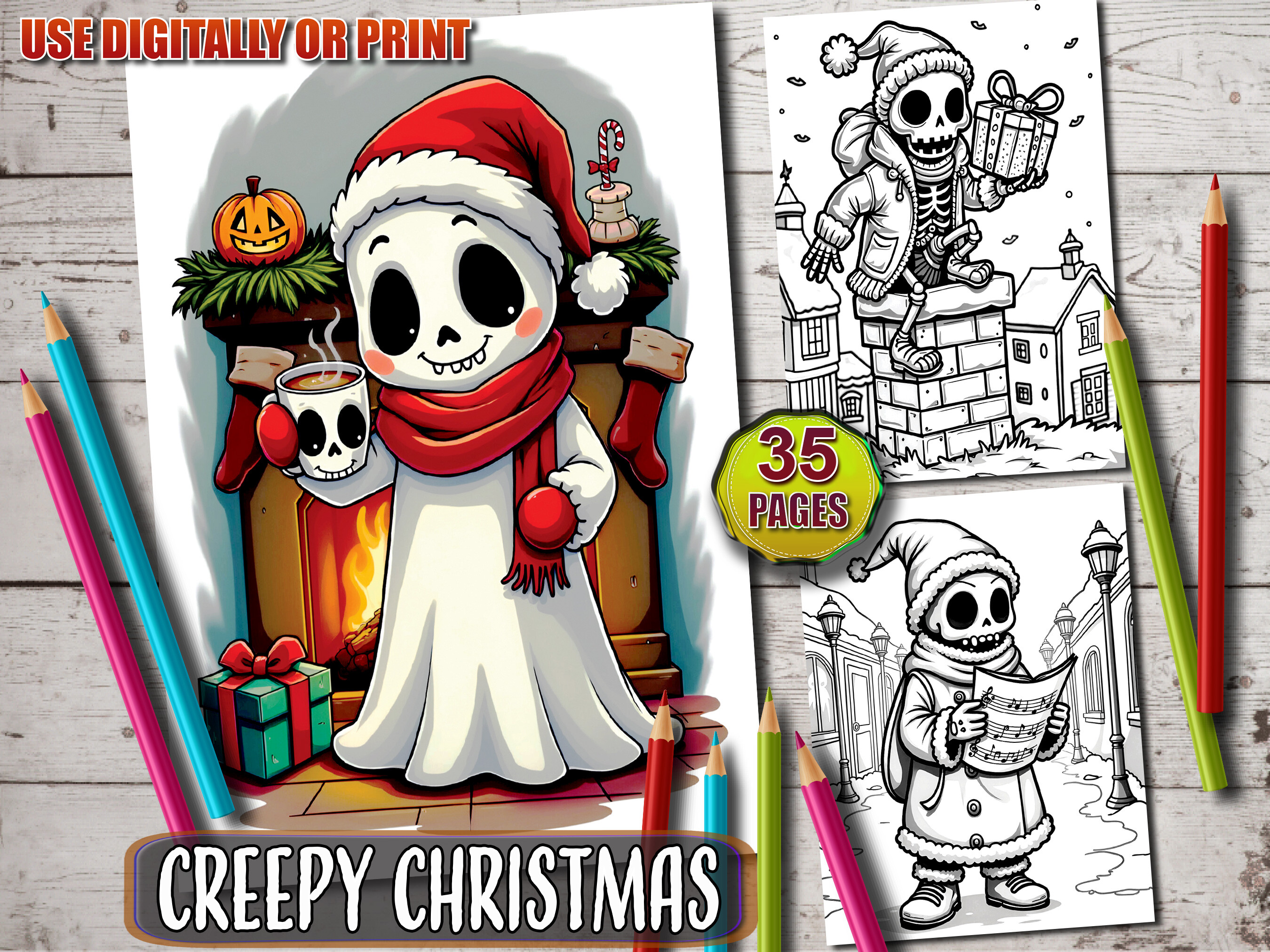 35 Creepy Christmas Coloring Pages Graphic by ADCPArt · Creative Fabrica
