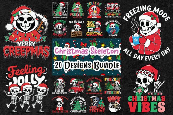 Christmas Skeleton SVG Bundle Graphic Print Templates By Glamour