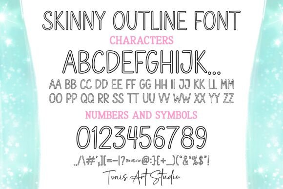 Skinny Outline Font PNG with transparent background - Preview 1