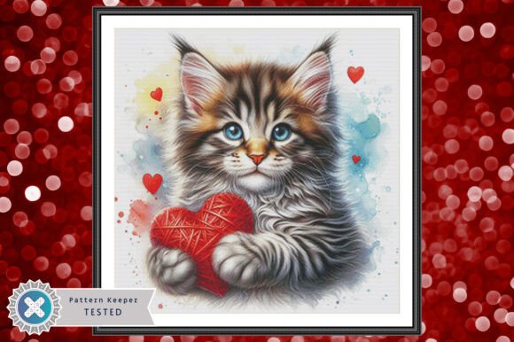 Valentine's Maine Coon Cross Stitch PDF