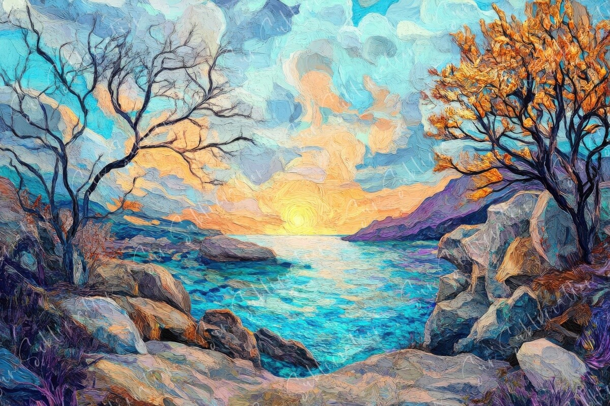 A Breathtaking Sunset over the Calm Graphic by Sun Sublimation ...