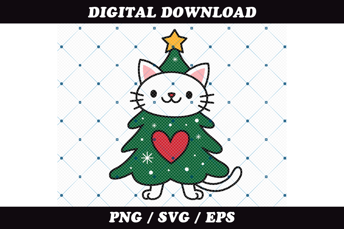 Cute Christmas Cat Dressed As Tree Graphic by Lalamooo · Creative Fabrica