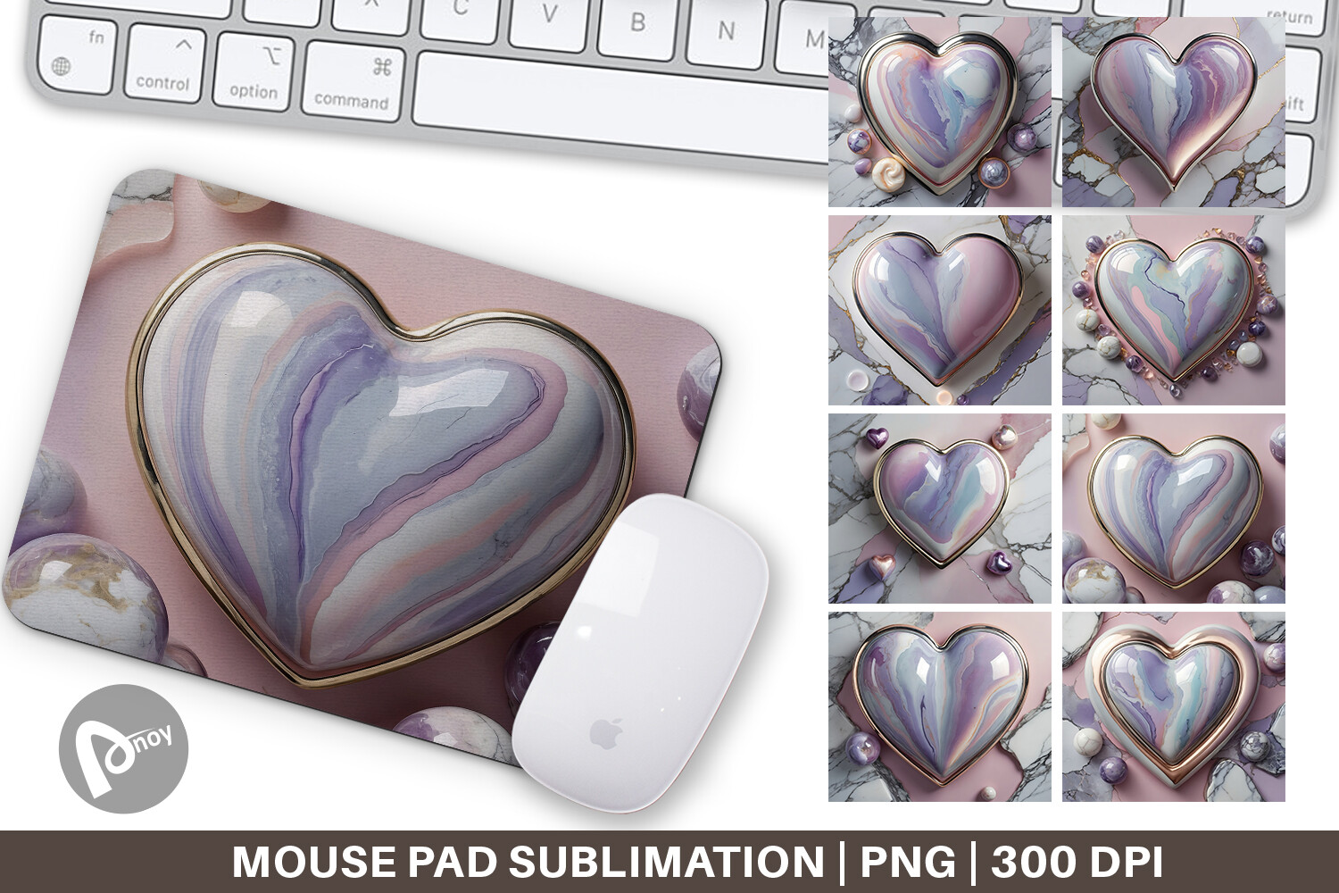 Mouse Pad Pastel Heart Marble Graphic by Artnoy · Creative Fabrica