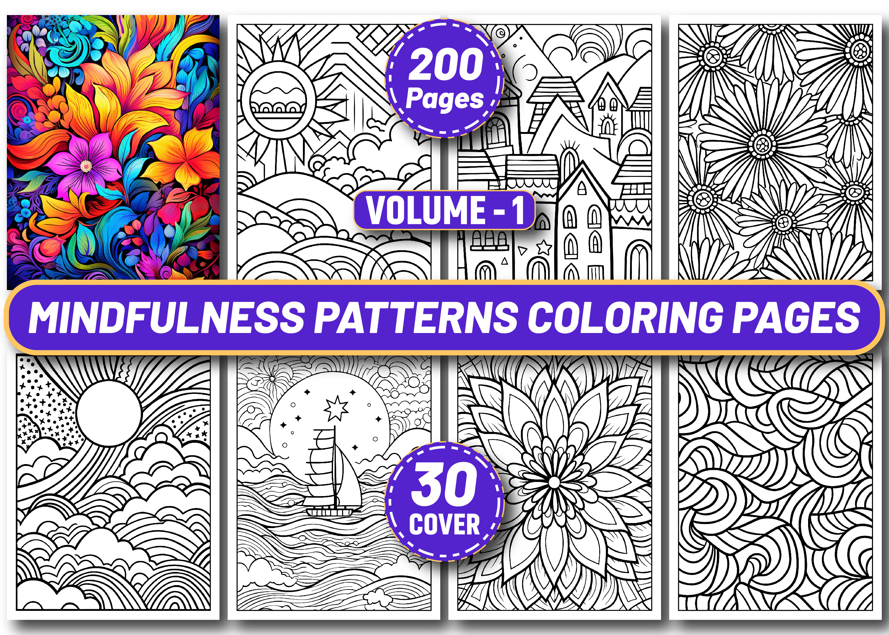 200 Mindfulness Patterns Coloring Pages