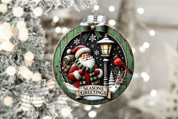 Preview of 3D Santa Round Christmas Sublimation Png T-shirt, sticker, and sublimation design