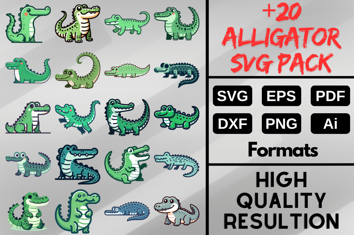 Alligator SVG Bundle Pack, Reptile PNG Graphic by Artful Assetsy ...
