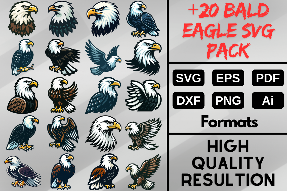 Bald Eagle SVG Bundle Pack, American PNG Graphic by Artful Assetsy ...