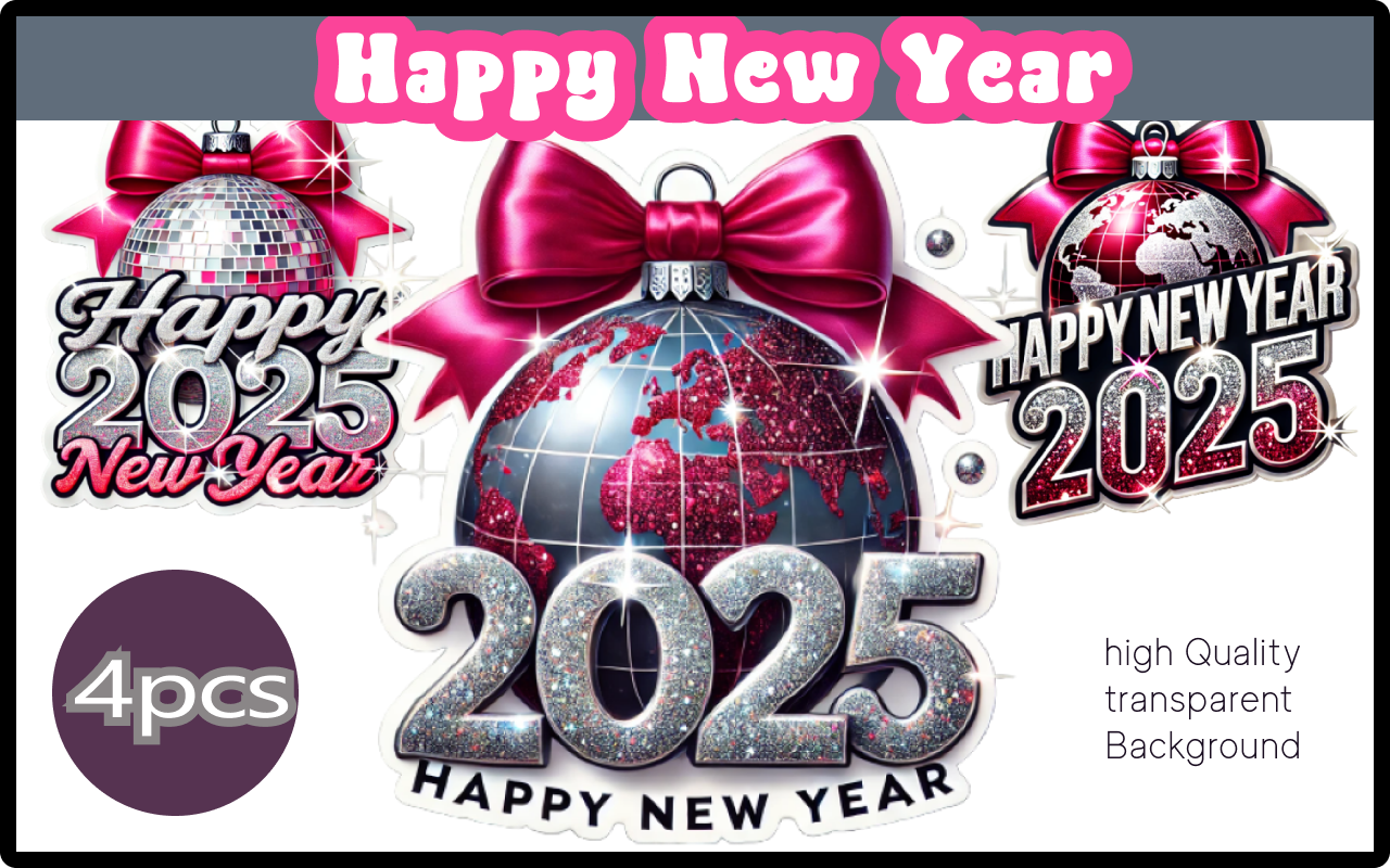 Happy New Year 2025 Stickers Graphic by creativdesignz · Creative Fabrica