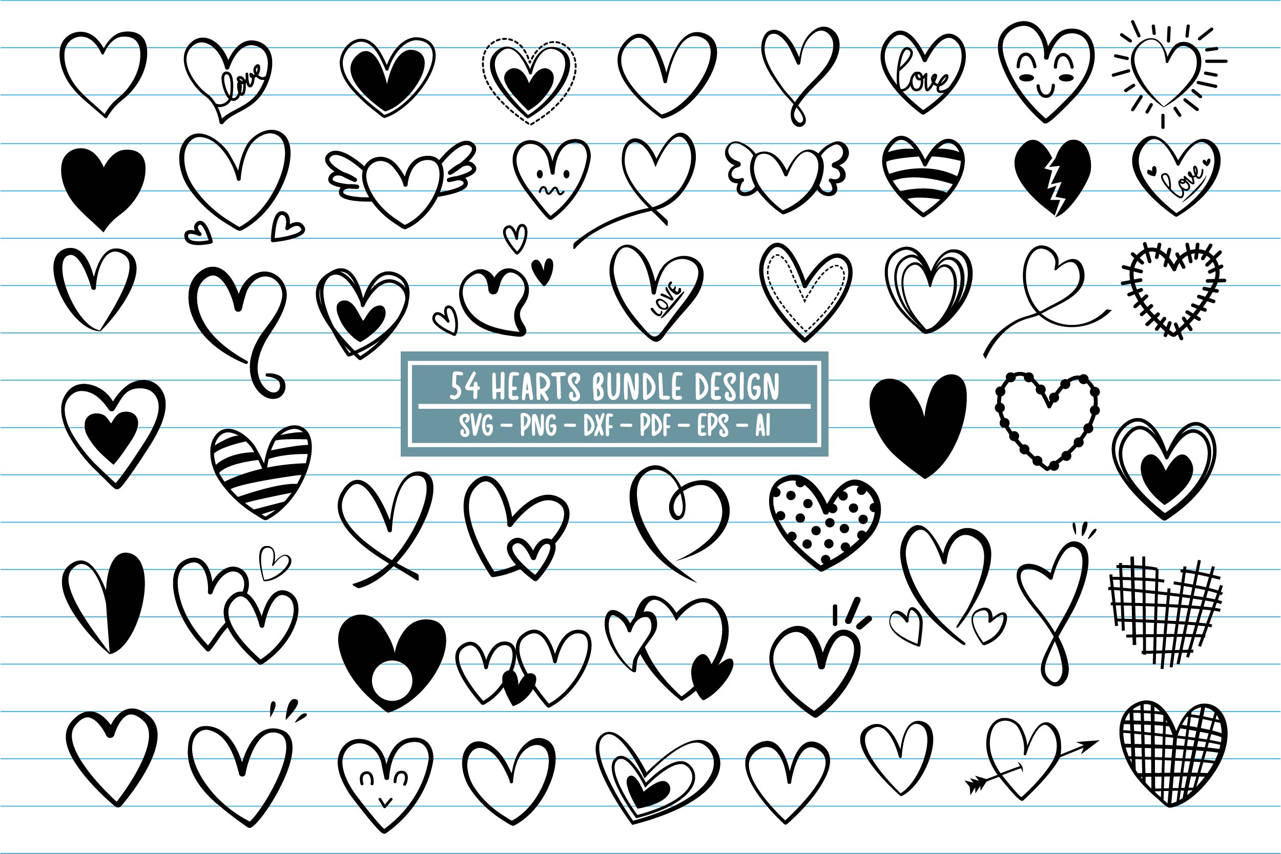 54 Hearts Svg Heart Buldle SVG Valentine