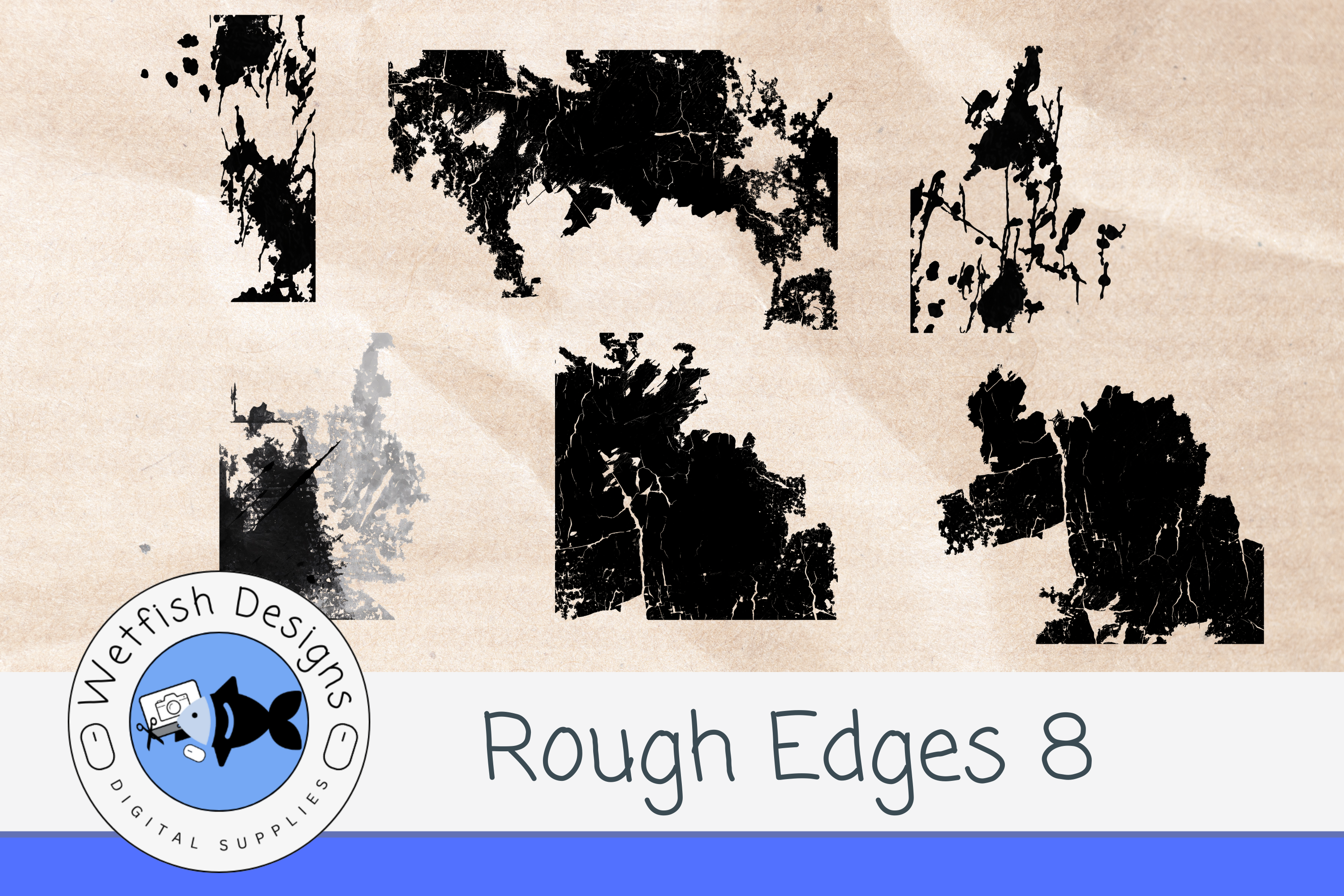 6 Distressed PNG Texture Edges (Set 8) Graphic by Wetfish Designs ...