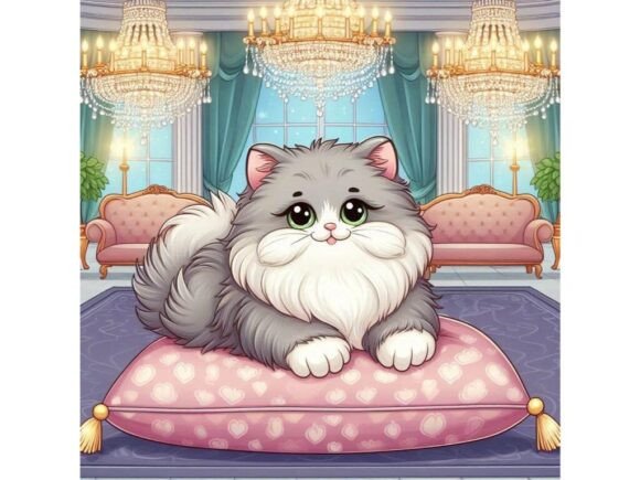 A Fluffy Persian Cat Sitting on a Fancy