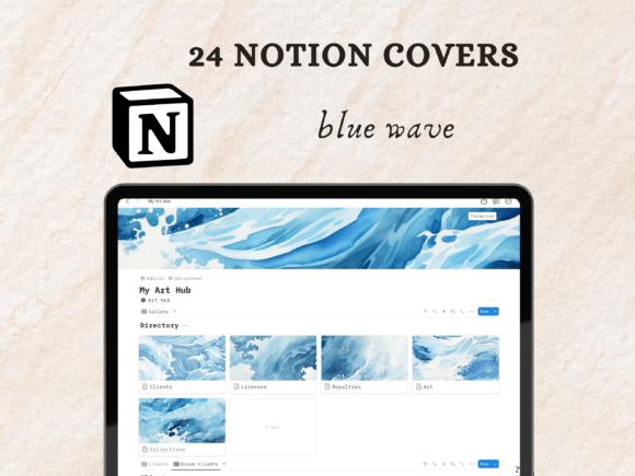 Blue Wave Themed Notion Covers