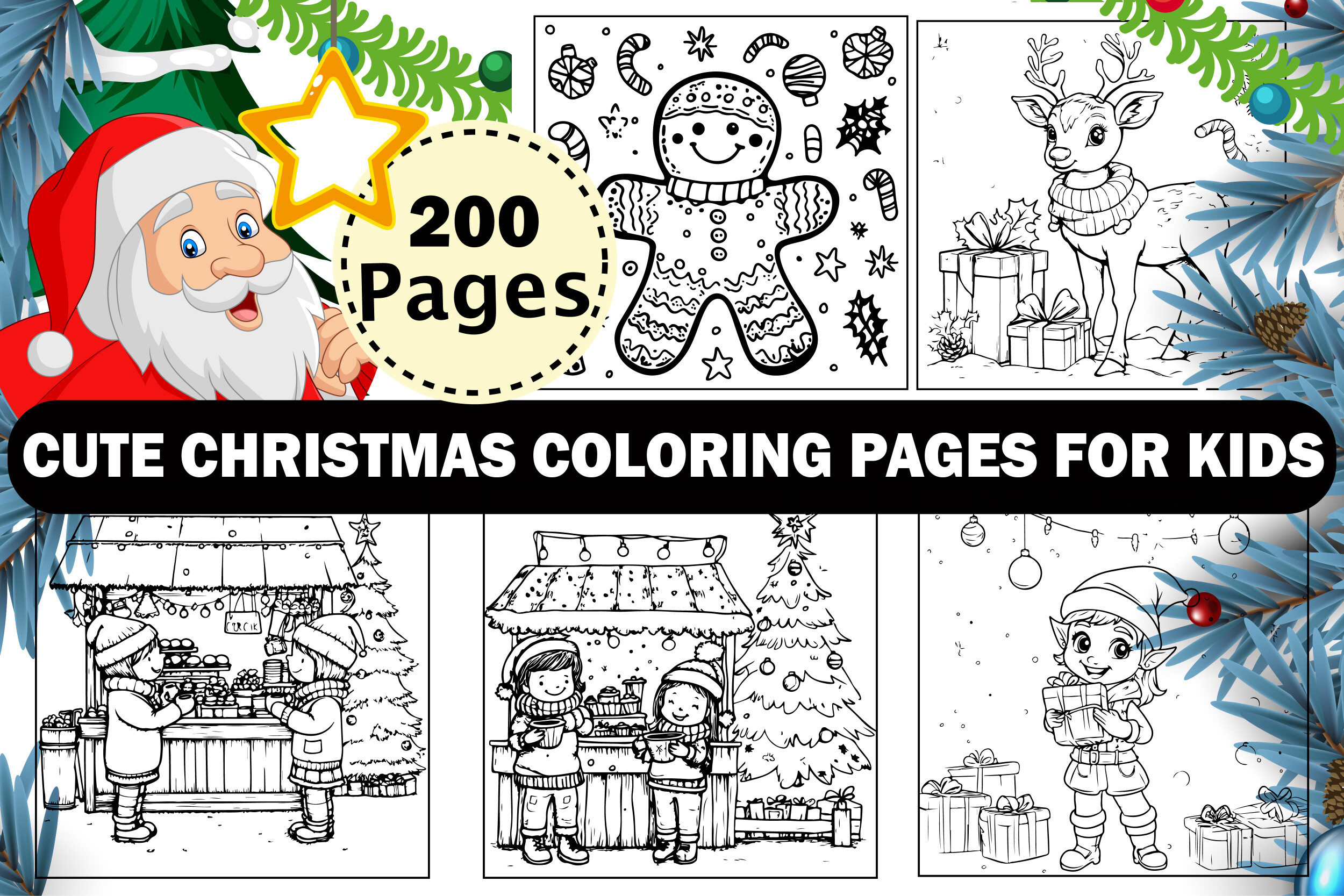 Bold Cute Christmas Coloring Pages Vol-3 Graphic by Nandi Store ...