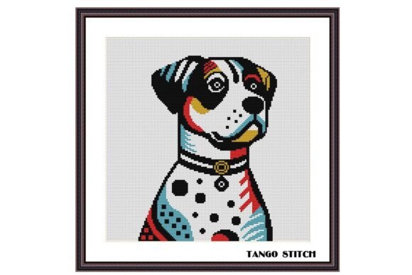 Bright Dog Abstract Cross Stitch Pattern