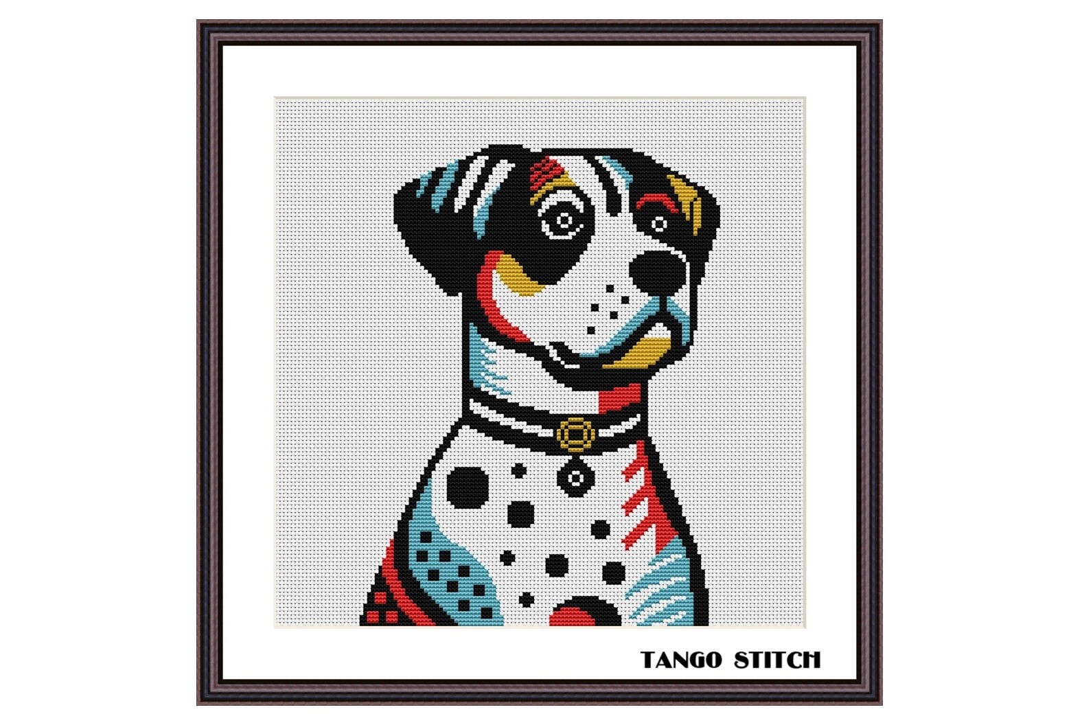 Bright Dog Abstract Cross Stitch Pattern