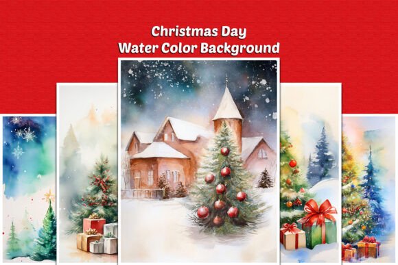 Christmas Day Water Color BG Set 08