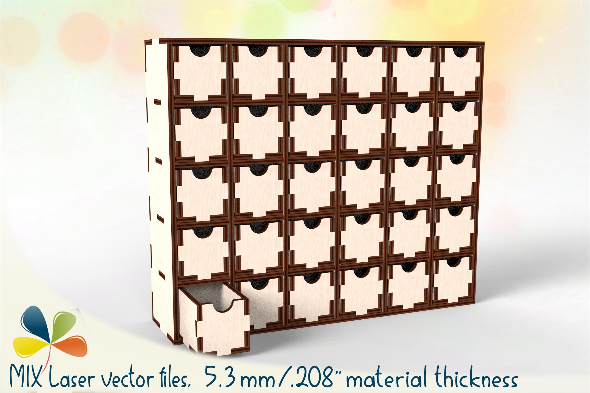 Compact 30-Drawer Desk Organizer SVG Cut laser cut file