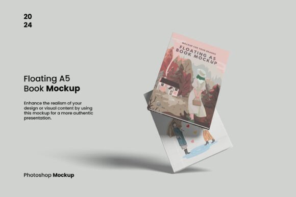 Floating A5 Book Mockup