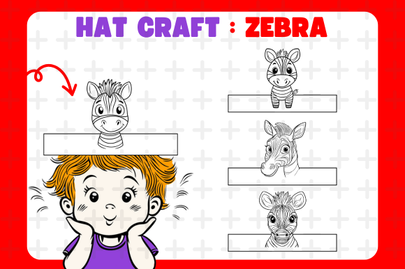 Hat Craft Zebra Coloring Activity
