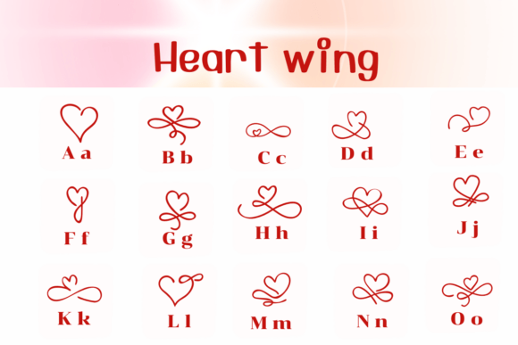 Heart Wing Font PNG with transparent background - Preview 1