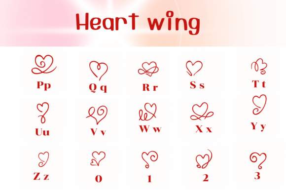 Heart Wing Font PNG with transparent background - Preview 2