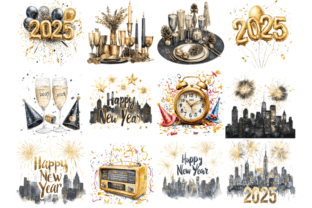 New Year 2025 Celebration Clipart Bundle Graphic by Markicha Art ...