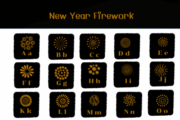 New Year Firework Font PNG with transparent background - Preview 1