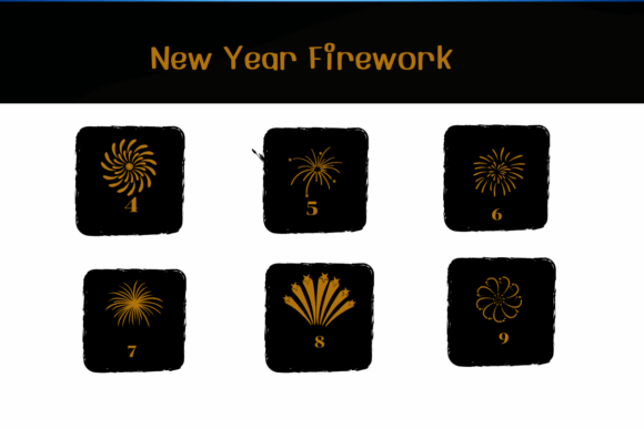 New Year Firework Font PNG with transparent background - Preview 3