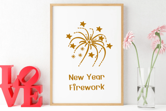 New Year Firework Font PNG with transparent background - Preview 5