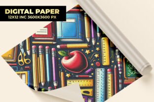 School Elements Digital Paper Graphic by Creative World · Creative Fabrica
