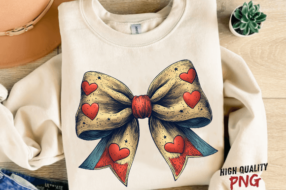 Valentines Day Coquette Bow Heart PNG Graphic by SmartSvgArt · Creative ...